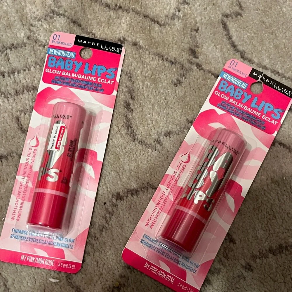 Maybelline Baby Lips Glow Balm My Pink 01 Hydrating Lip Color  (Set of‎ TWO!) 💗